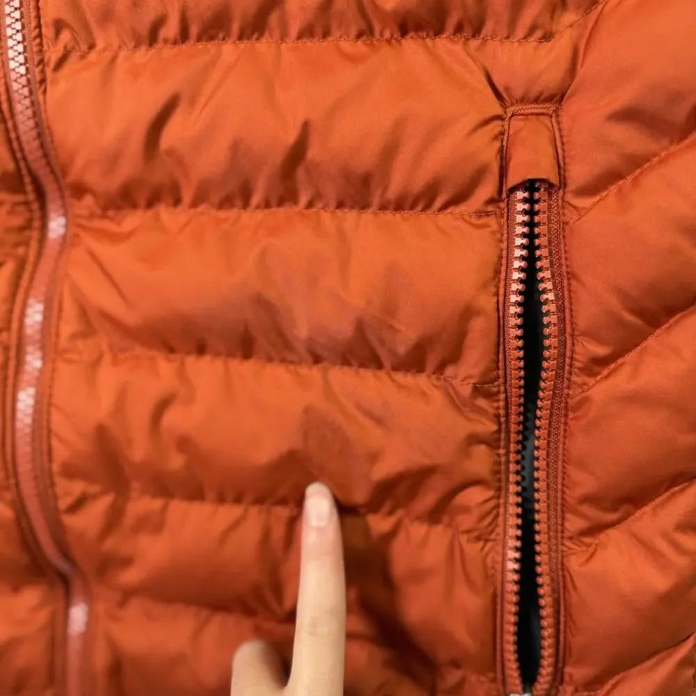 Columbia Omni Heat Puffer Vest Men's Small Orange Hiking Outdoor Pockets Thermal
